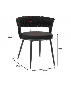 Πολυθρόνα Alkia pakoworld σε μαύρο βελούδο με πόδι μαύρο μέταλλο 60x57x68εκ