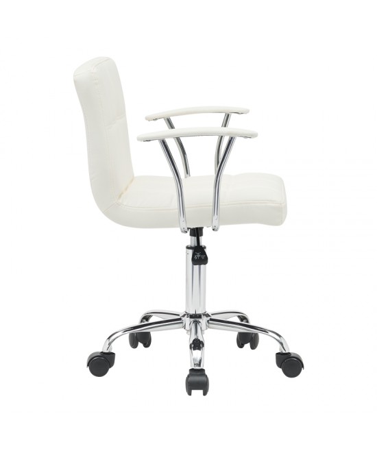 Καρέκλα γραφείου Buleco pakoworld pu σε λευκή απόχρωση 56x46x74-86εκ