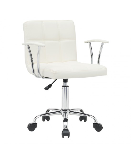 Καρέκλα γραφείου Buleco pakoworld pu σε λευκή απόχρωση 56x46x74-86εκ