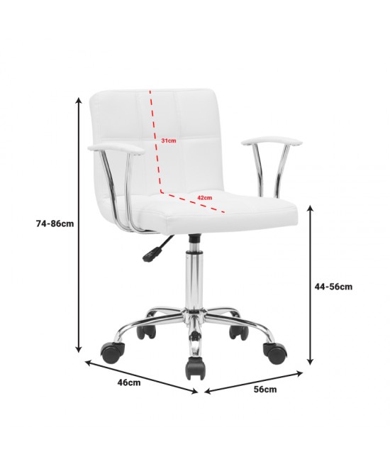 Καρέκλα γραφείου Buleco pakoworld pu σε λευκή απόχρωση 56x46x74-86εκ