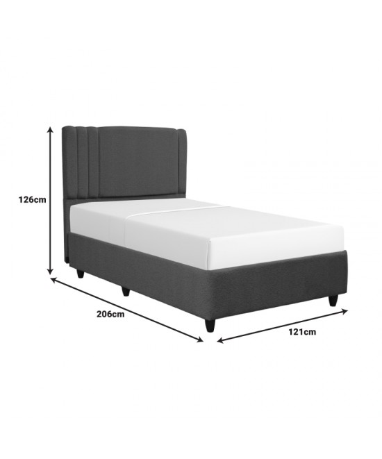 Κρεβάτι με αποθηκευτικό χώρο Lineo pakoworld μπουκλέ σε ανθρακί απόχρωση 120x200εκ Κρεβάτι με αποθηκευτικό χώρο Lineo pakoworld μπουκλέ σε ανθρακί απόχρωση 120x200εκ