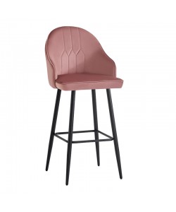 Σκαμπό μπαρ Velva pakoworld Βελούδο σε σάπιο μήλο απόχρωση 49x63x102εκ