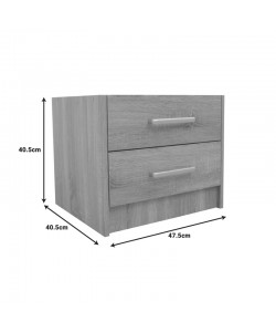 Κομοδίνο OLYMPUS pakoworld με 2 συρτάρια σε φυσική απόχρωση 47.5x40.5x40.5εκ