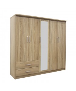 Ντουλάπα ρούχων πεντάφυλλη OLYMPUS pakoworld σε φυσική απόχρωση 198x57x183εκ