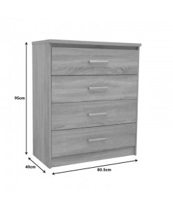 Συρταριέρα OLYMPUS pakoworld με 4 συρτάρια σε φυσική απόχρωση 80.5x40x95εκ