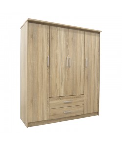 Ντουλάπα ρούχων τετράφυλλη Olympus pakoworld σε φυσική απόχρωση 159x57x183εκ