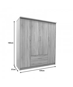 Ντουλάπα ρούχων τετράφυλλη Olympus pakoworld σε φυσική απόχρωση 159x57x183εκ