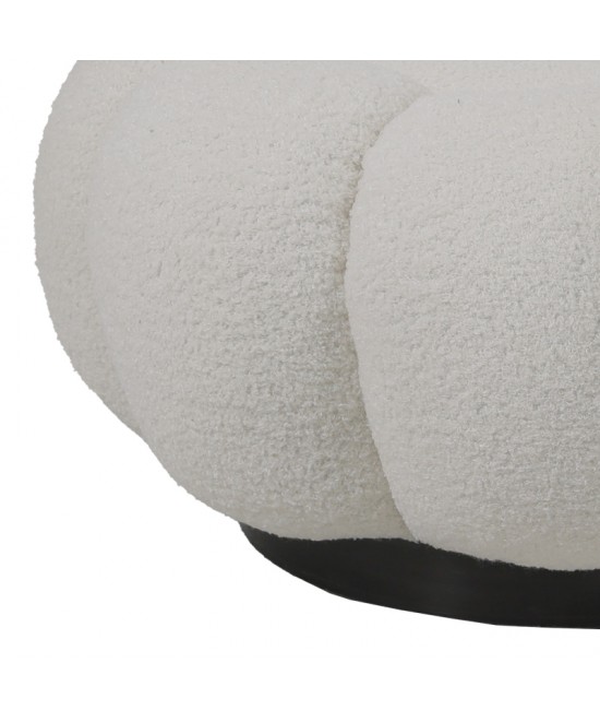 Σκαμπό Nester pakoworld μπουκλέ ύφασμα σε λευκή απόχρωση Φ60x31εκ