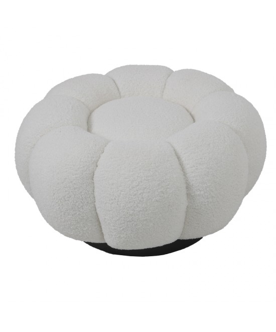 Σκαμπό Nester pakoworld μπουκλέ ύφασμα σε λευκή απόχρωση Φ60x31εκ