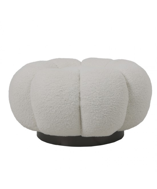 Σκαμπό Nester pakoworld μπουκλέ ύφασμα σε λευκή απόχρωση Φ60x31εκ