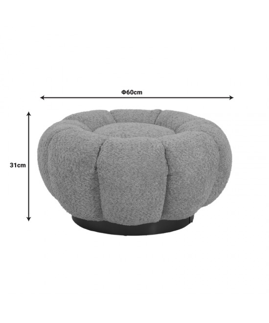 Σκαμπό Nester pakoworld μπουκλέ ύφασμα σε λευκή απόχρωση Φ60x31εκ