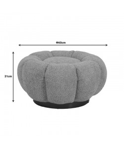 Σκαμπό Nester pakoworld μπουκλέ ύφασμα σε φυστικί απόχρωση Φ60x31εκ