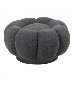 Σκαμπό Nester pakoworld μπουκλέ ύφασμα σε γκρι απόχρωση Φ60x31εκ