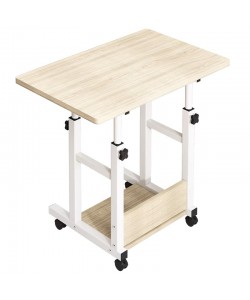 Γραφείο τροχήλατο Stolu pakoworld MDF-metal σε φυσικό-λευκό απόχρωση 60x40x68εκ