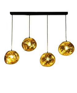 Φωτιστικό οροφής τετράφωτο Vidro pakoworld E27 σε χρυσή απόχρωση 60x15x80εκ