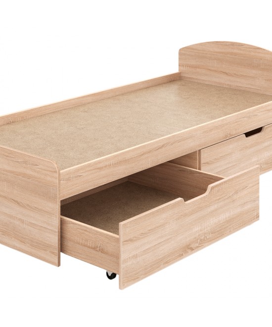 Κρεβάτι Regan pakoworld με συρτάρια σε oak απόχρωση 90x200εκ