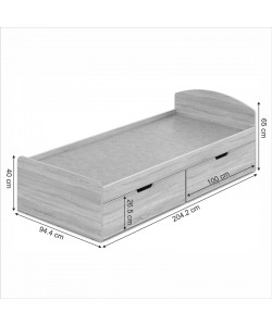 Κρεβάτι Regan pakoworld με συρτάρια σε oak απόχρωση 90x200εκ