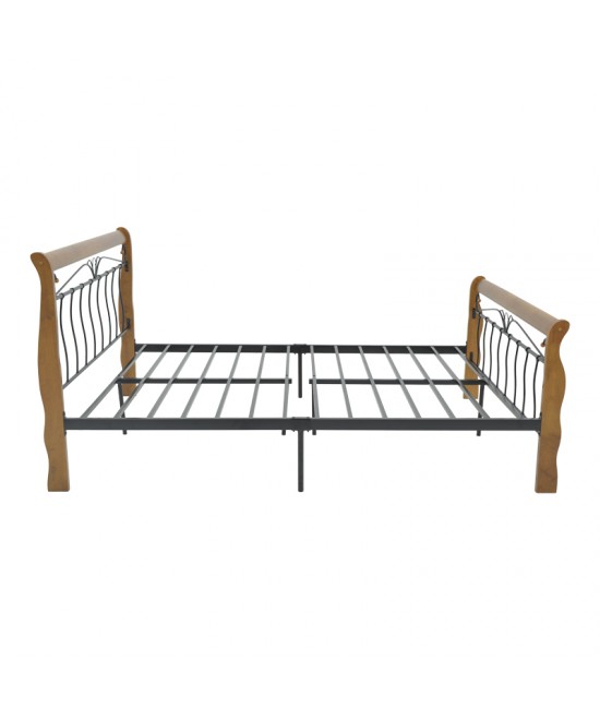 Κρεβάτι Verpen pakoworld ξύλο σε καρυδί απόχρωση-μαύρο μέταλλο 150x200εκ Κρεβάτι Verpen pakoworld ξύλο σε καρυδί απόχρωση-μαύρο μέταλλο 150x200εκ