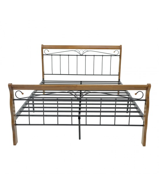 Κρεβάτι Verpen pakoworld ξύλο σε καρυδί απόχρωση-μαύρο μέταλλο 150x200εκ Κρεβάτι Verpen pakoworld ξύλο σε καρυδί απόχρωση-μαύρο μέταλλο 150x200εκ