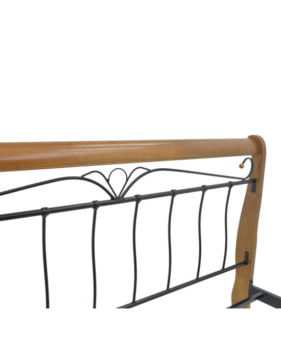 Κρεβάτι Verpen pakoworld ξύλο σε καρυδί απόχρωση-μαύρο μέταλλο 150x200εκ Κρεβάτι Verpen pakoworld ξύλο σε καρυδί απόχρωση-μαύρο μέταλλο 150x200εκ