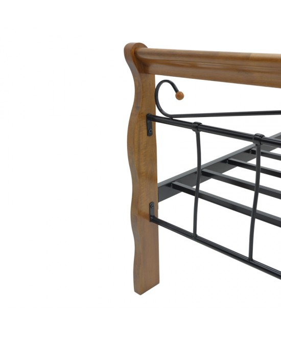 Κρεβάτι Verpen pakoworld ξύλο σε καρυδί απόχρωση-μαύρο μέταλλο 150x200εκ Κρεβάτι Verpen pakoworld ξύλο σε καρυδί απόχρωση-μαύρο μέταλλο 150x200εκ