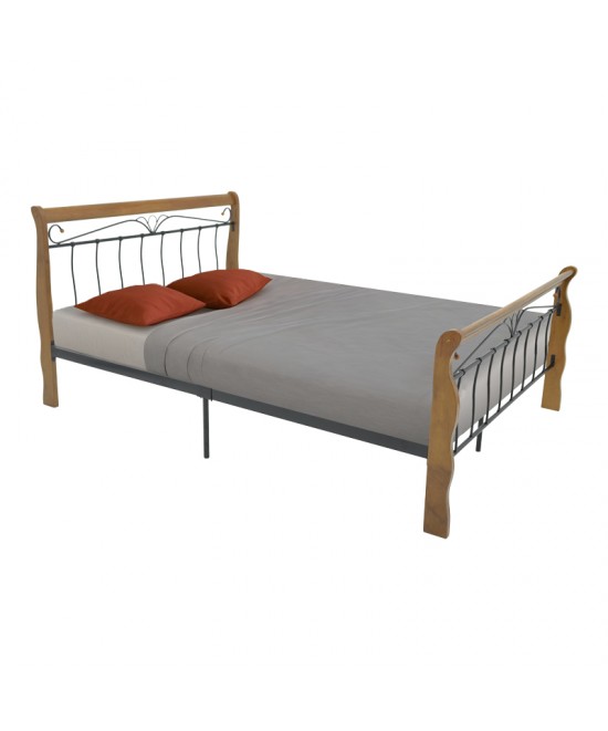 Κρεβάτι Verpen pakoworld ξύλο σε καρυδί απόχρωση-μαύρο μέταλλο 150x200εκ Κρεβάτι Verpen pakoworld ξύλο σε καρυδί απόχρωση-μαύρο μέταλλο 150x200εκ