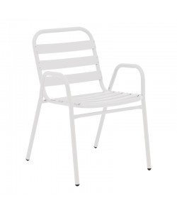 Πολυθρόνα Sussie pakoworld στοιβαζόμενη λευκό μέταλλο με φέτες αλουμινίου 45x62x76εκ