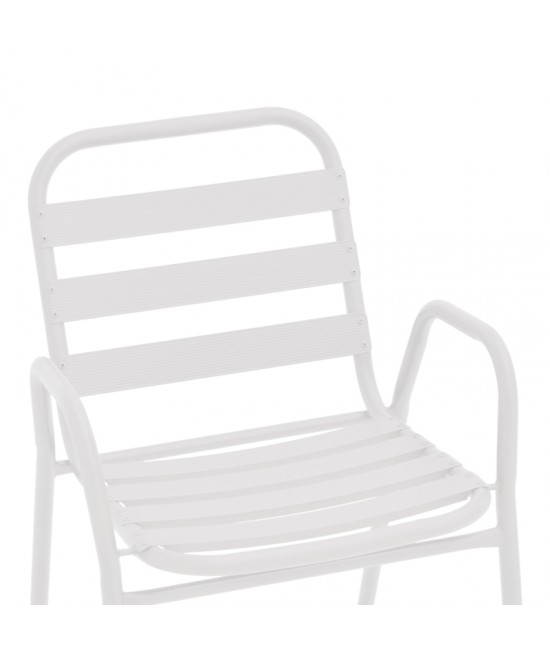 Πολυθρόνα Sussie pakoworld στοιβαζόμενη λευκό μέταλλο με φέτες αλουμινίου 45x62x76εκ