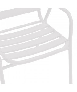 Πολυθρόνα Sussie pakoworld στοιβαζόμενη λευκό μέταλλο με φέτες αλουμινίου 45x62x76εκ