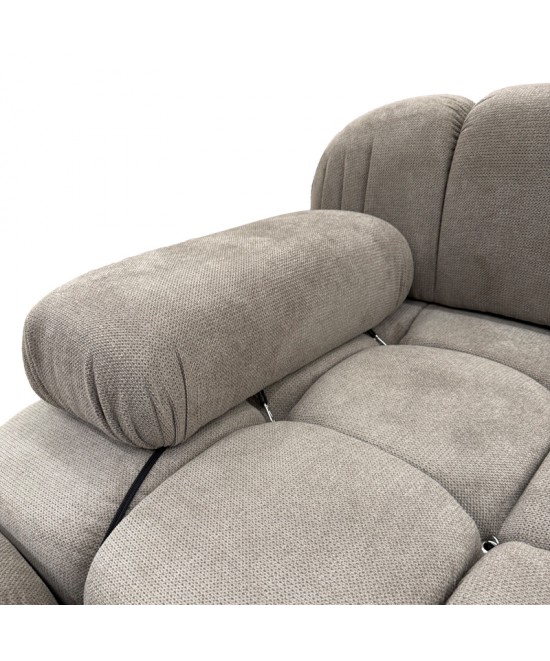 Kαναπές τριθέσιος με σκαμπό Hypnotic I pakoworld ύφασμα με μαξιλάρια σε γκρι-μπεζ απόχρωση 294x98x76εκ