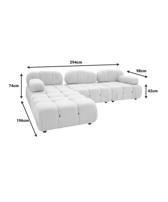 Kαναπές τριθέσιος με σκαμπό Hypnotic I pakoworld ύφασμα με μαξιλάρια σε γκρι-μπεζ απόχρωση 294x98x76εκ