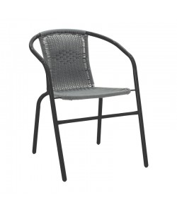 Πολυθρόνα Obbi pakoworld μαύρο μέταλλο-pe γκρι 54x56x73εκ