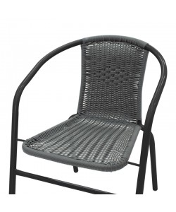 Πολυθρόνα Obbi pakoworld μαύρο μέταλλο-pe γκρι 54x56x73εκ