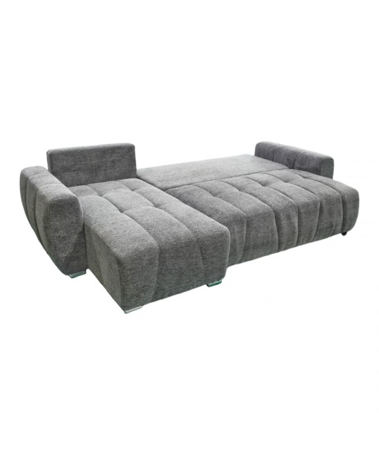 Γωνιακός καναπές-κρεβάτι δεξιά γωνία Vivad pakoworld ύφασμα σε ανθρακί απόχρωση 275x164x91εκ