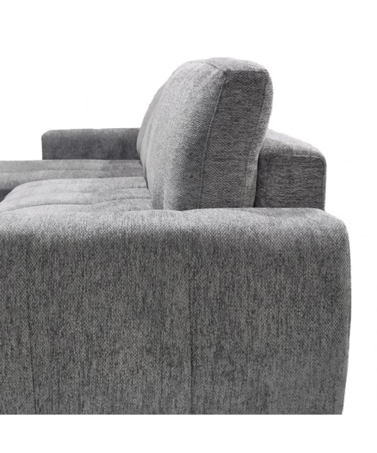 Γωνιακός καναπές-κρεβάτι δεξιά γωνία Vivad pakoworld ύφασμα σε ανθρακί απόχρωση 275x164x91εκ