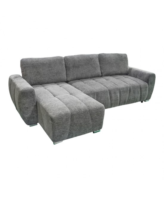 Γωνιακός καναπές-κρεβάτι δεξιά γωνία Vivad pakoworld ύφασμα σε ανθρακί απόχρωση 275x164x91εκ