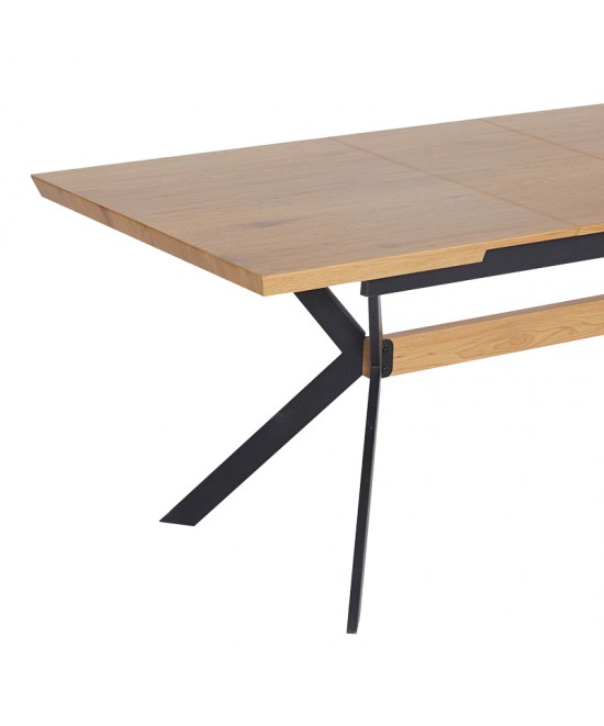 Τραπέζι Jessamy pakoworld επεκτεινόμενο MDF 43mm σε φυσική απόχρωση και πόδι μεταλλικό μαύρο 160/200x90x76εκ Τραπέζι Jessamy pakoworld επεκτεινόμενο MDF 43mm σε φυσική απόχρωση και πόδι μεταλλικό μαύρο 160/200x90x76εκ