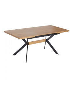 Τραπέζι Jessamy pakoworld επεκτεινόμενο MDF 43mm σε φυσική απόχρωση και πόδι μεταλλικό μαύρο 160/200x90x76εκ