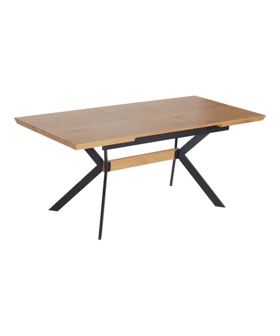 Τραπέζι Jessamy pakoworld επεκτεινόμενο MDF 43mm σε φυσική απόχρωση και πόδι μεταλλικό μαύρο 160/200x90x76εκ Τραπέζι Jessamy pakoworld επεκτεινόμενο MDF 43mm σε φυσική απόχρωση και πόδι μεταλλικό μαύρο 160/200x90x76εκ