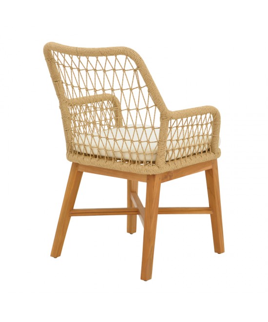 Τραπεζαρία Elaiza-Kenda pakoworld σετ 5τεμ σε φυσική-μπεζ απόχρωση Φ80x75εκ