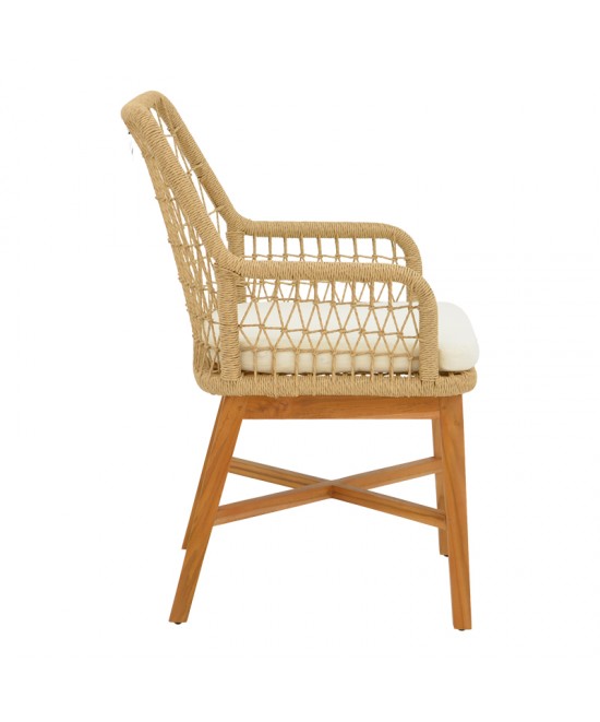 Τραπεζαρία Elaiza-Kenda pakoworld σετ 3τεμ σε φυσική-μπεζ απόχρωση Φ80x75εκ