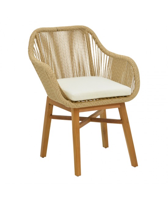 Τραπεζαρία Kalie-Kenda pakoworld σετ 7τεμ σε φυσική-μπεζ απόχρωση Φ80x75εκ