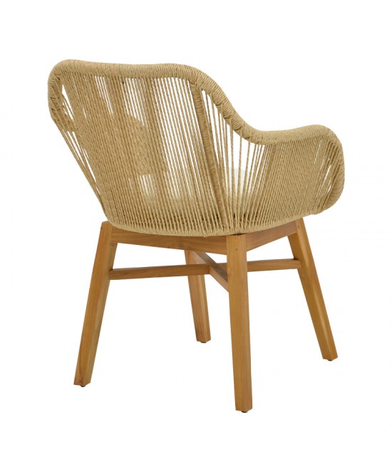 Τραπεζαρία Kalie-Kenda pakoworld σετ 7τεμ σε φυσική-μπεζ απόχρωση Φ80x75εκ