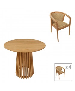 Τραπεζαρία Granny-Kenda pakoworld σετ 5τεμ σε φυσική-μπεζ απόχρωση Φ80x75εκ