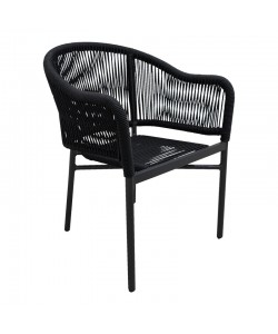 Πολυθρόνα αλουμινίου Legana pakoworld στοιβαζόμενη ανθρακί σκελετός- rattan 56x66x82εκ
