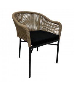 Πολυθρόνα αλουμινίου Legana pakoworld στοιβαζόμενη ανθρακί σκελετός-φυσικό rattan 56x66x82εκ