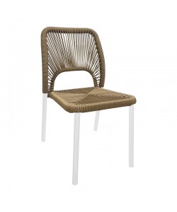 Καρέκλα αλουμινίου Norture pakoworld στοιβαζόμενη λευκός σκελετός-φυσικό rattan 45x63x82εκ