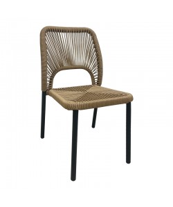 Καρέκλα αλουμινίου Norture pakoworld στοιβαζόμενη ανθρακί σκελετός-φυσικό rattan 45x63x82εκ
