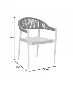 Πολυθρόνα αλουμινίου Elation pakoworld στοιβαζόμενη λευκός σκελετός-textilene φυσικό rattan 57x56x78εκ