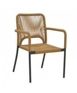 Πολυθρόνα αλουμινίου Norture pakoworld στοιβαζόμενη ανθρακί σκελετός-φυσικό rattan 57x63x82εκ